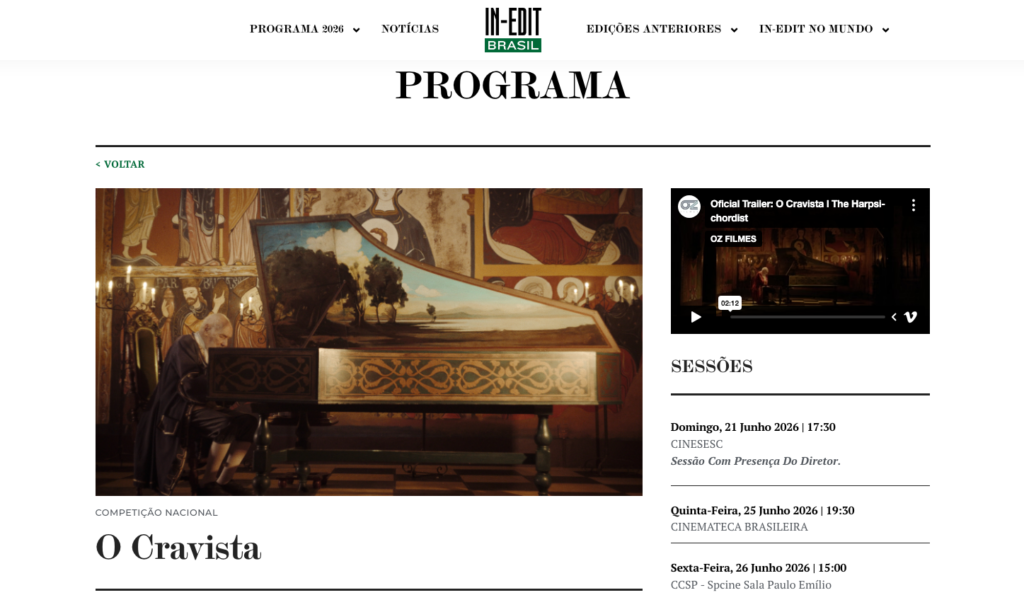 100% Nacional assina identidade visual e criação publicitária de “O Cravista”, que estreia nacionalmente no IN-EDIT Brasil 2026